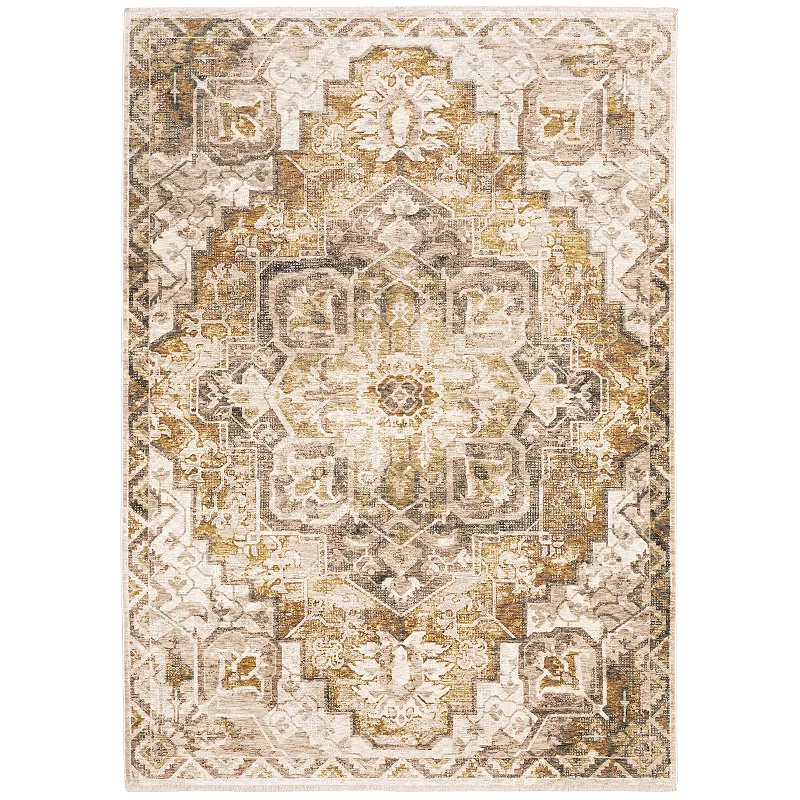 StyleHaven Mascotte Faded Medallion Fringed Area Rug