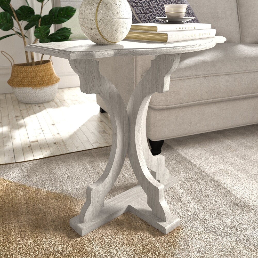 GALANO Doynton Half Moon Solid Wood Side Table