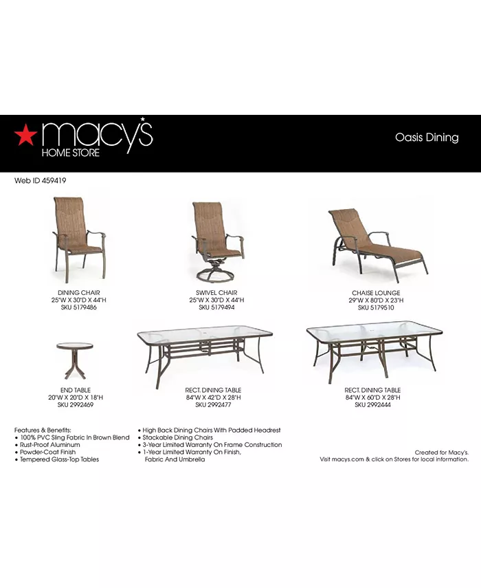 Furniture Set of 6 Oasis Aluminum Outdoor Dining Chairs