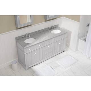 Home Decorators Collection Fremont 72 in. W x 22 in. D x 34 in. H Freestanding Bath Vanity in Gray with Gray Granite Top MD-V1791