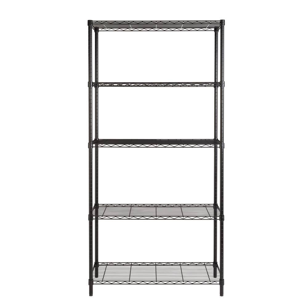 Honey-Can-Do Black 5-Tier Heavy Duty Steel Garage Storage Shelving Unit (36 in. W x 72 in. H x 16 in. D) SHF-09627