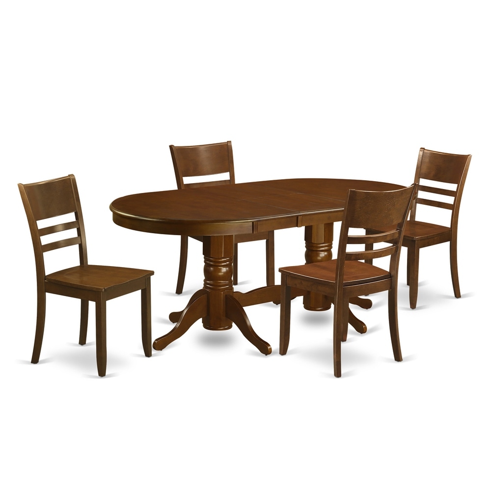 East West Furniture Dining Room Table Set   an Oval Kitchen Table with Butterfly Leaf and Dining Chairs  Espresso(Pieces Option)