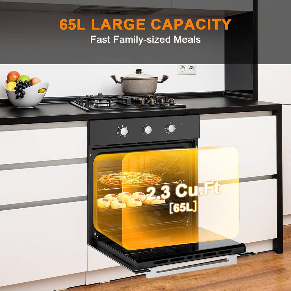 GASLAND Chef 24 in. Built-In Single Electric Wall Oven with Cooling Down Fan ETL in Black Glass ES606MB-N1