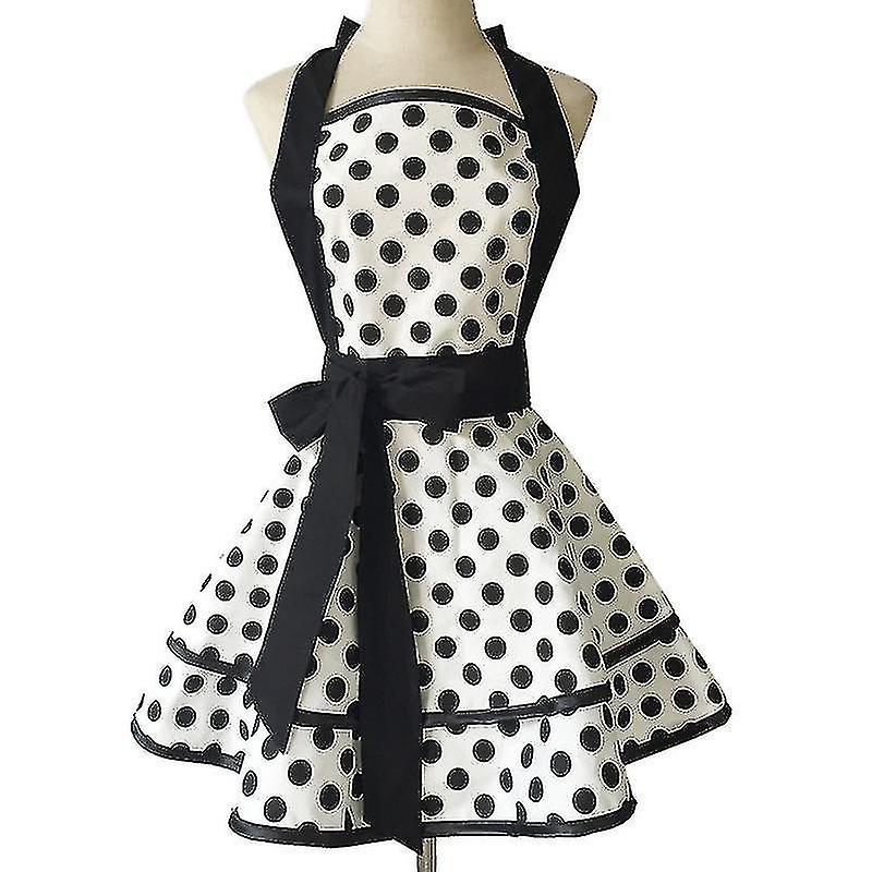 Retro Kitchen Aprons Women Girl Polka Dot Cooking Salon Apron Dress Kitchen Apron