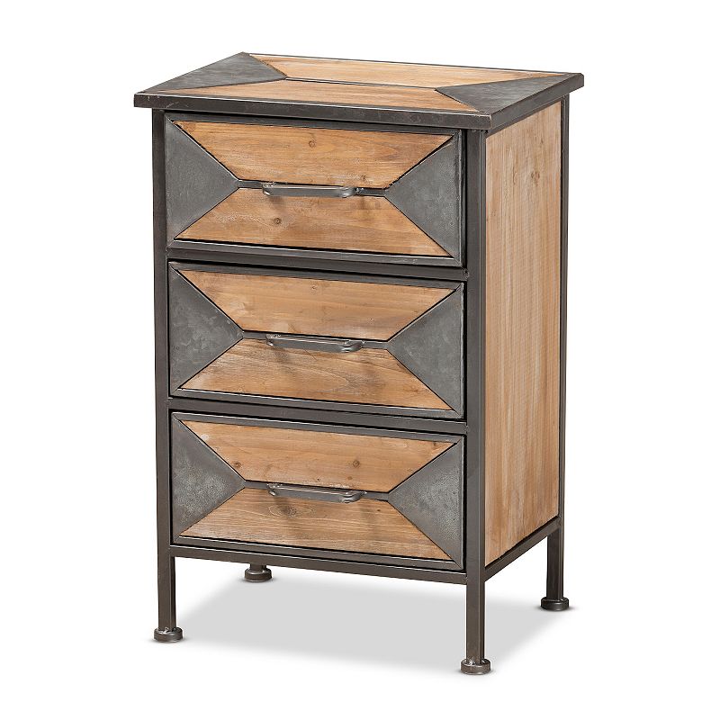 Baxton Studio Laurel 3-Drawer Nightstand