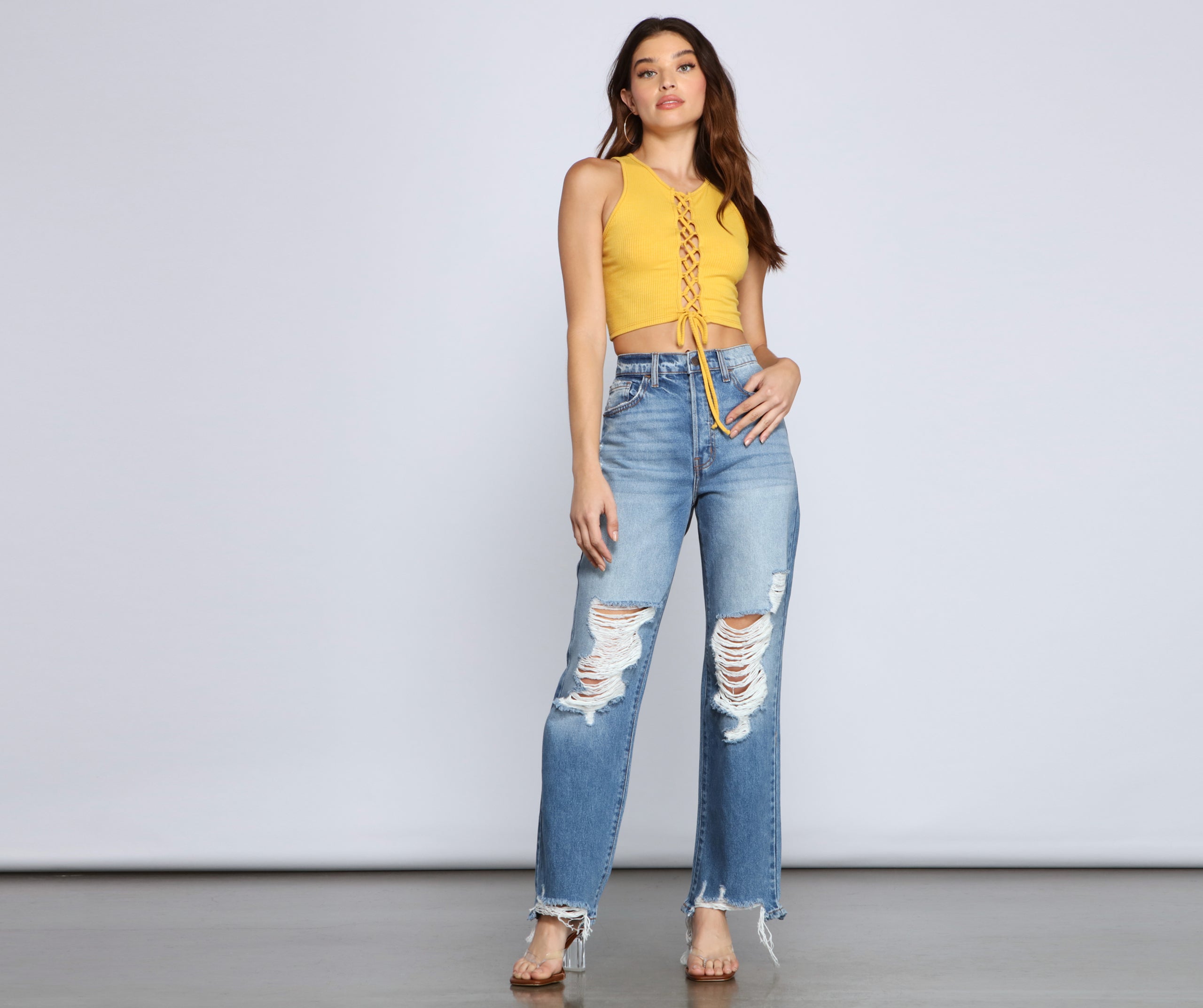 So The Drama High Rise Destructed Boyfriend Jeans