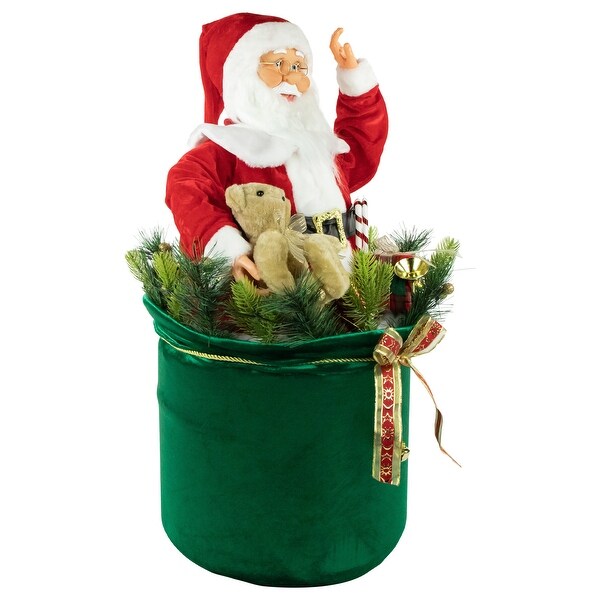 LED Lighted and Animated Gift Bag with Santa Claus Christmas Figure