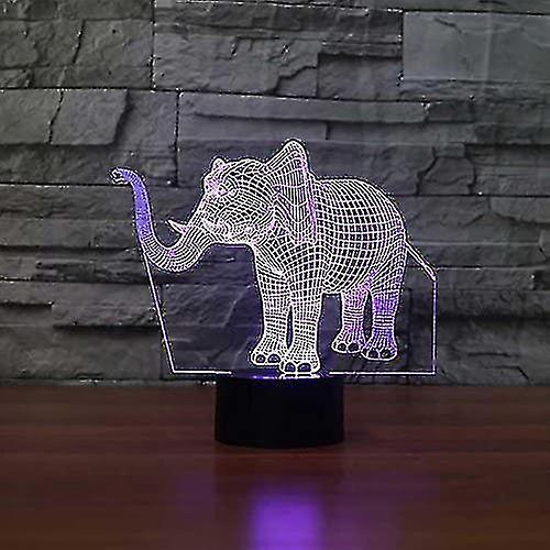 3d Novelty Elephant Night Light Touch Switch 7 Color Change Led Table Desk Lamp Acrylic Flat Abs Bas