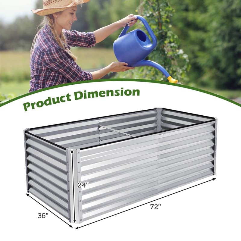 6 x 3 x 2 FT Metal Raised Garden Bed Planter Box Kit with 4 Ground Stakes, 269 Gallon Outdoor Elevated Garden Box