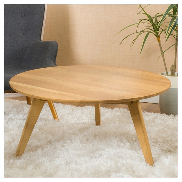 Canton Round Acacia Wood Coffee Table Natural Christopher Knight Home