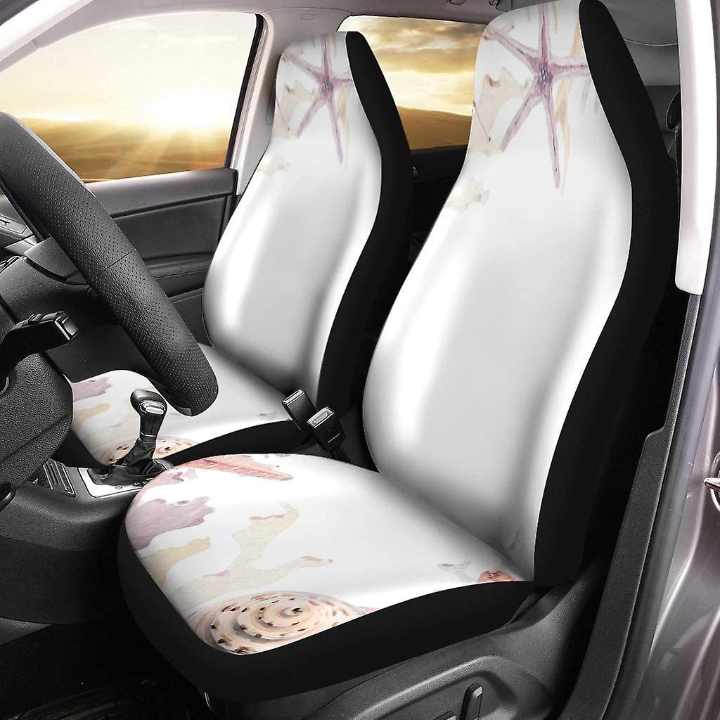 Set Of 2 Car Seat Covers High Watercolor Of Underwater Life There Are Sea Shells Universal Auto Front Seats Protector Fits