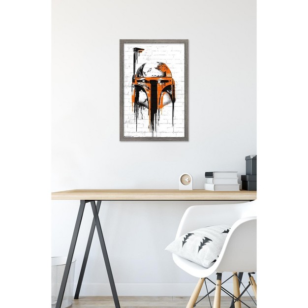 Trends International Star Wars Saga Boba Fett Black And Orange Framed Wall Poster Prints