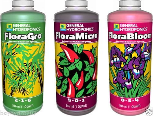 General Hydroponics GH Flora Series 16oz Pints TRIO FloraMicro Flora Grow Flora Bloom