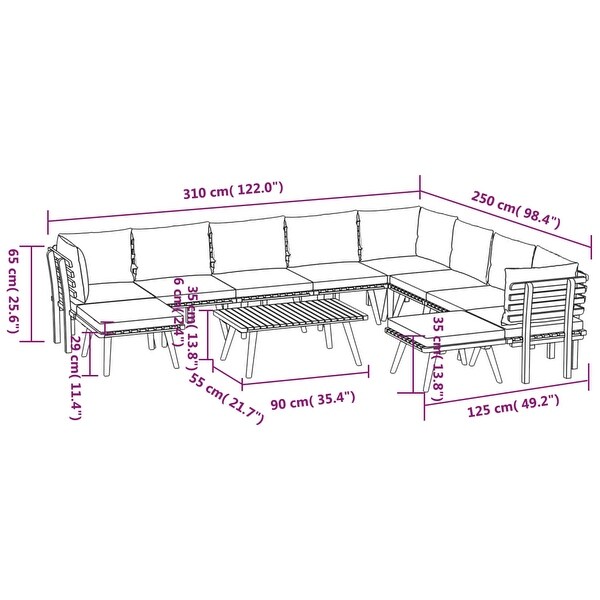 11 Piece Patio Lounge Set with Cushions Solid Acacia Wood - Overstock - 36195965