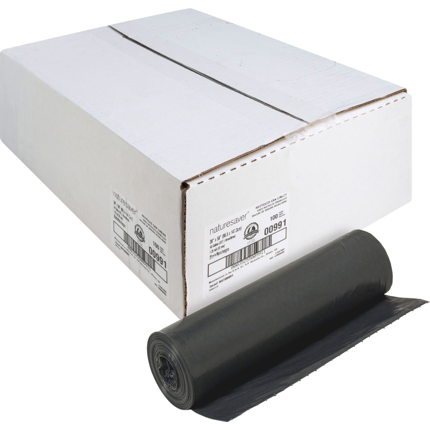 Black Low-density Recycled Can Liners by Nature Saver NAT00991