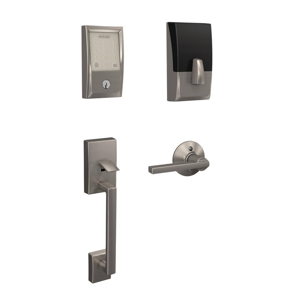 Schlage Century Encode Smart Wifi Door Lock with Alarm and Latitude Lever Handleset in Satin Nickel FE489CEN619LAT