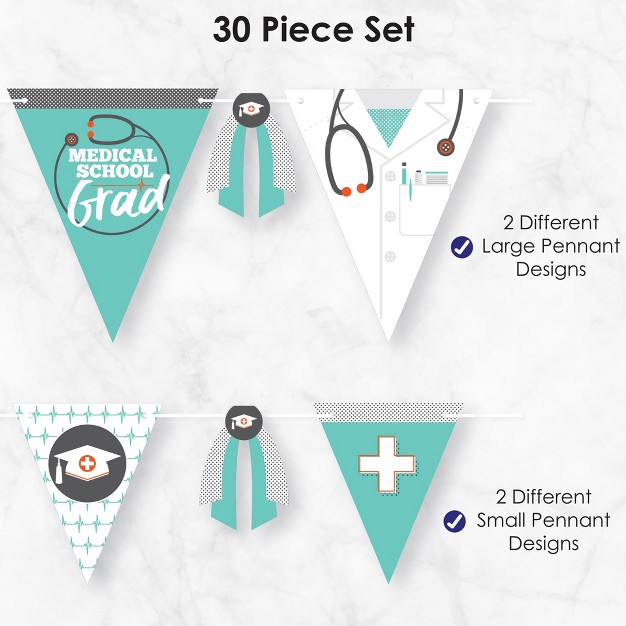 Big Dot Of Happiness 30 Piece Medical School Graduation Party Pennant Triangle Banner