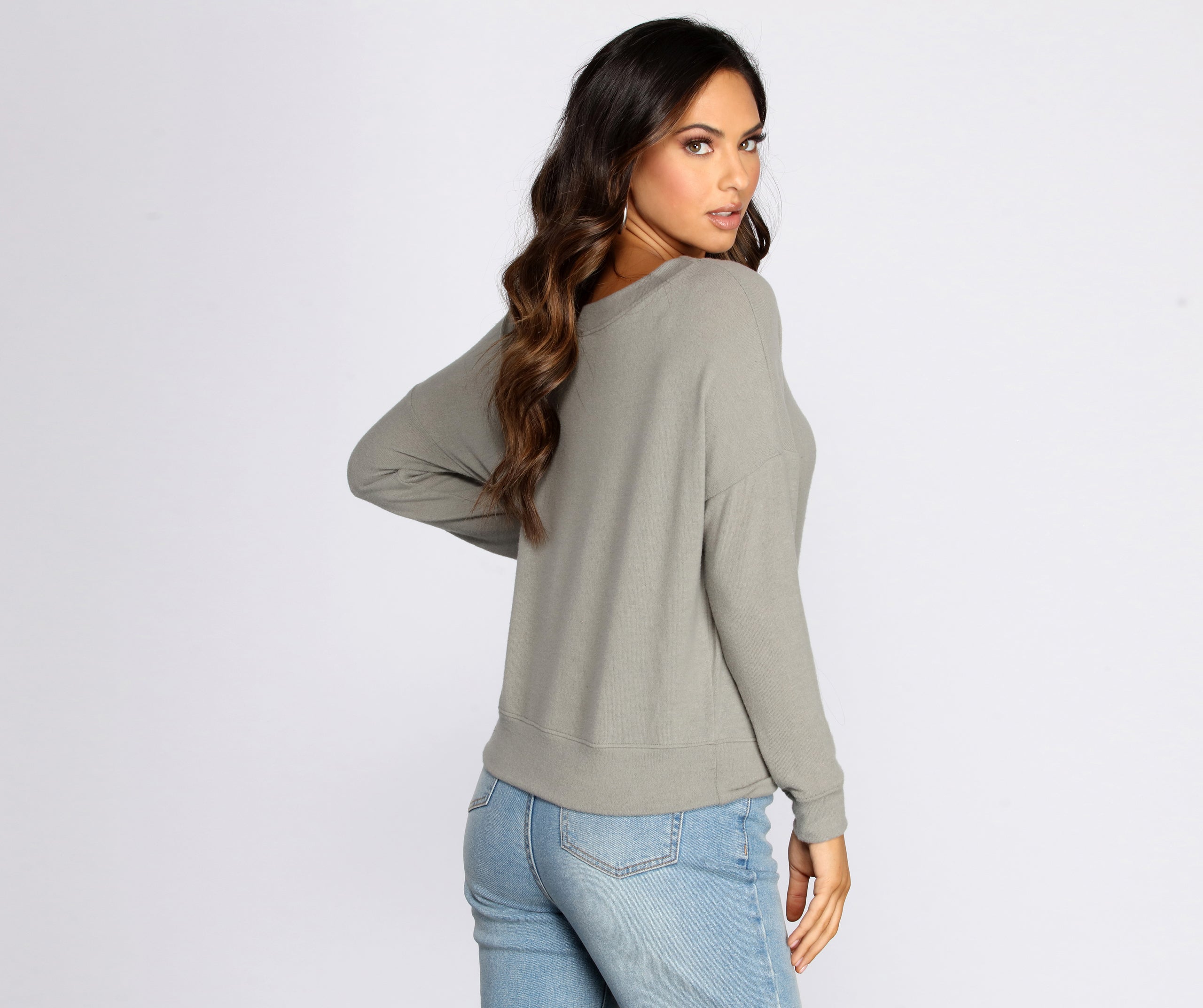 Brushed Knit Boat Neck Pullover