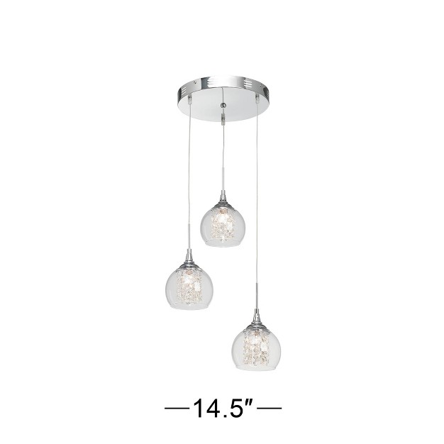 Wide Modern Clear Glass 3 light Fixture For Dining Room House Foyer