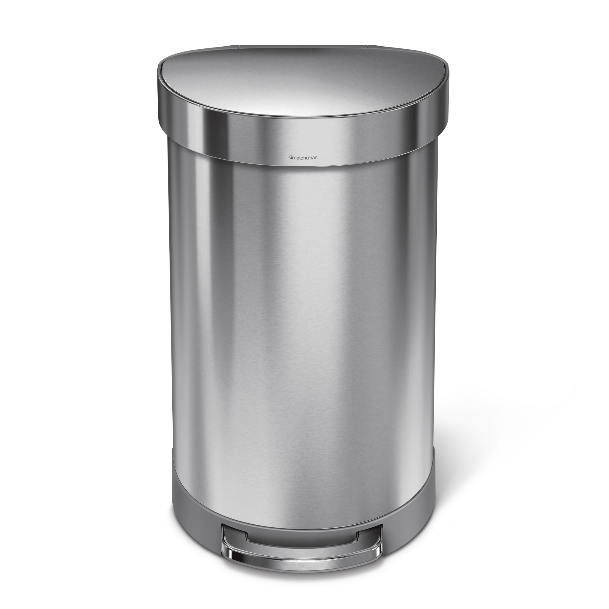 Simplehuman 45 Liter Semi-Round Kitchen Step Trash Can， Brushed Stainless Steel