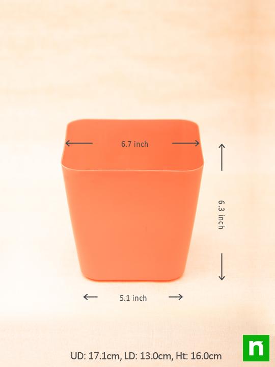 6.7 inch (17 cm) Square Plastic Planter with Rounded Edges - Pack of 5