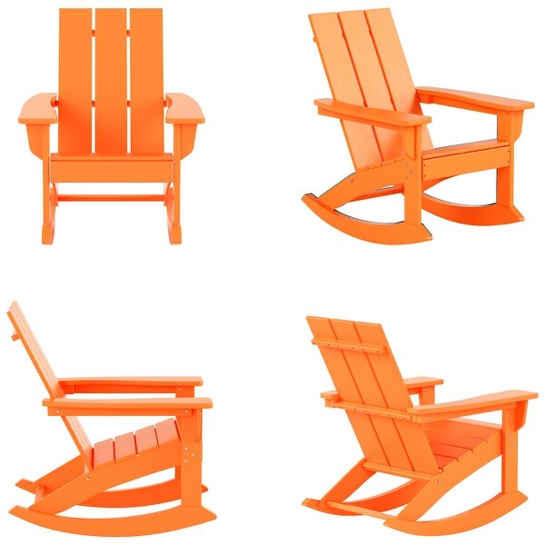 Polytrends Shoreside Modern EcoFriendly All Weather Poly Adirondack Rocking Chairs (Set of 4)