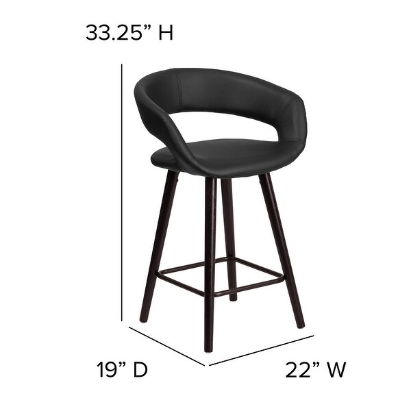 Brynn Series 23.75'' High Contemporary Cappuccino Wood Counter Height Stool in Brown Vinyl