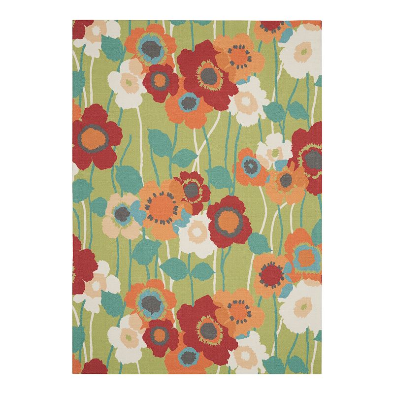 Waverly Sun N' Shade Pick A Poppy Floral Indoor Outdoor Rug