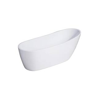 PELHAM  WHITE W-I-D-E Series Wakefield 60 in. Acrylic Slipper Freestanding Tub in White Drain in white PW82084-W