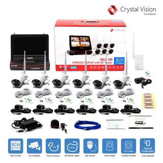 Crystal Vision 8-Channel True HD 2TB HDD Wireless CCTV with 6-Autopair Weatherproof IR Cameras Built-In Monitor and Router CVT9608E-3010W