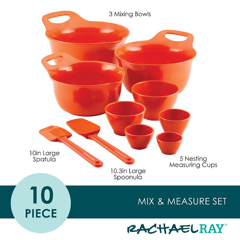 Rachael Ray Mix and Measure 10-pc. Mixing Bowl Measuring Cup and Utensil Set