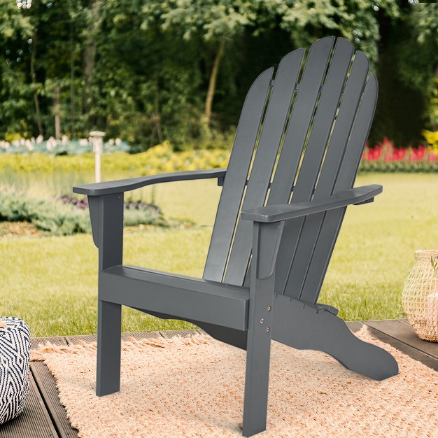 Costway Outdoor Adirondack Chair Solid Wood Durable Patio Garden Furniture Graynaturalwhite