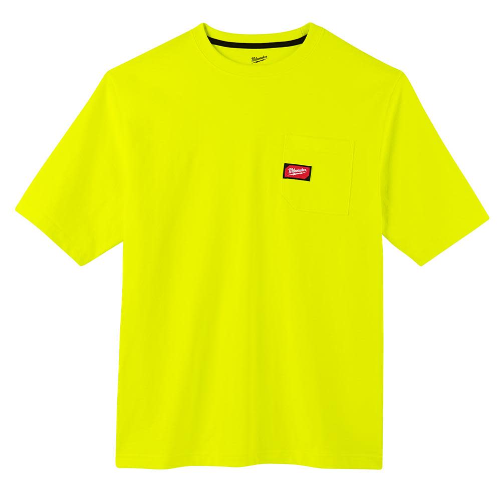 Heavy Duty Hi Vis Yellow Pocket Short Sleeve T-Shirt ; Small