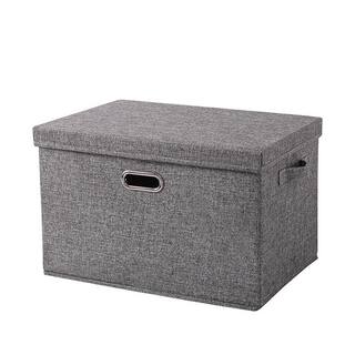 50 qt. Fabric Collapsible Storage Bin with Lid in Gray (3-Pack) bin-54L-gray3