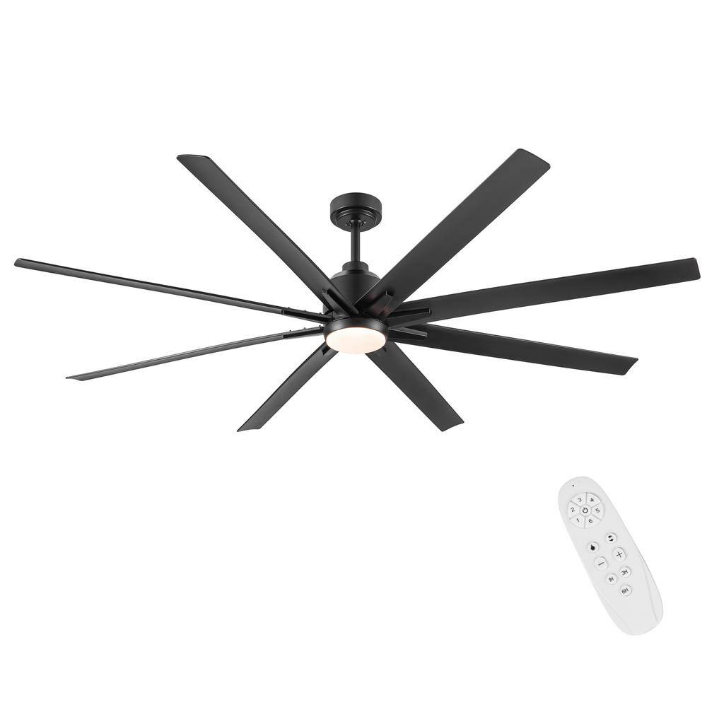 YUHAO 72 in. Integrated LED Indoor Black Windmill Ceiling Fan with DC Motor Remote Control YH1109BK72