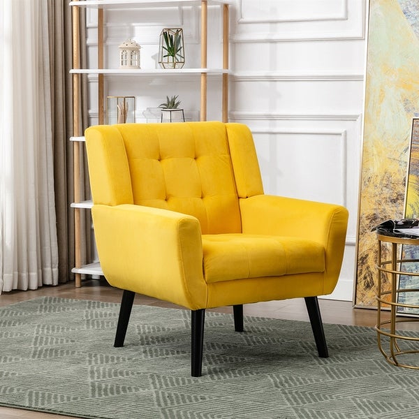 Velvet Upholstered Low Accent Chair Living Room Chair