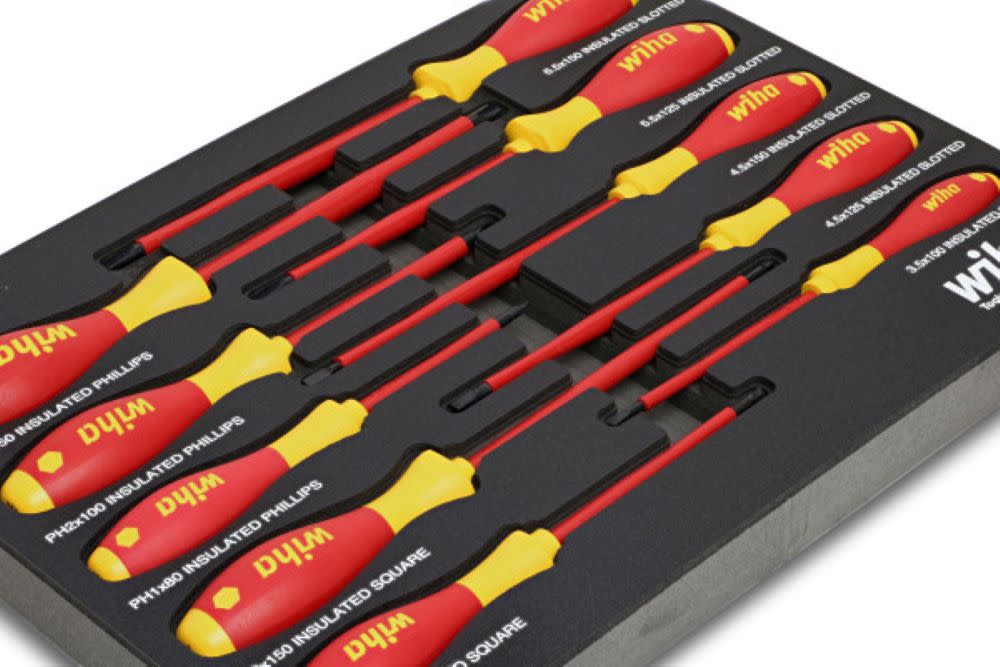 Wiha SoftFinish Screwdriver Tray Set Insulated 10pc ;