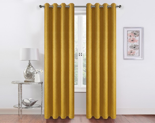 Kate Aurora 2 Pack Hotel Embossed Textured Light Filtering Grommet Top Window Curtain Panels