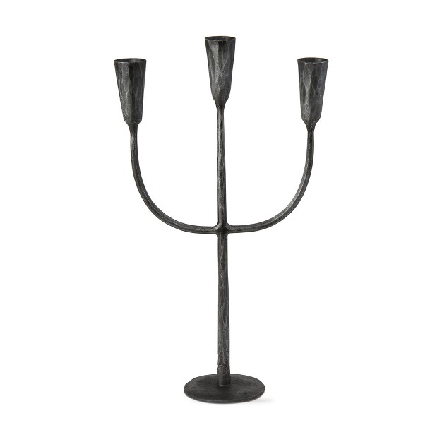 Tagltd Cody Black Metal Trident 3 Taper Holder Candlestick Holder 8 75l X 3 25w X 16 0h Inches