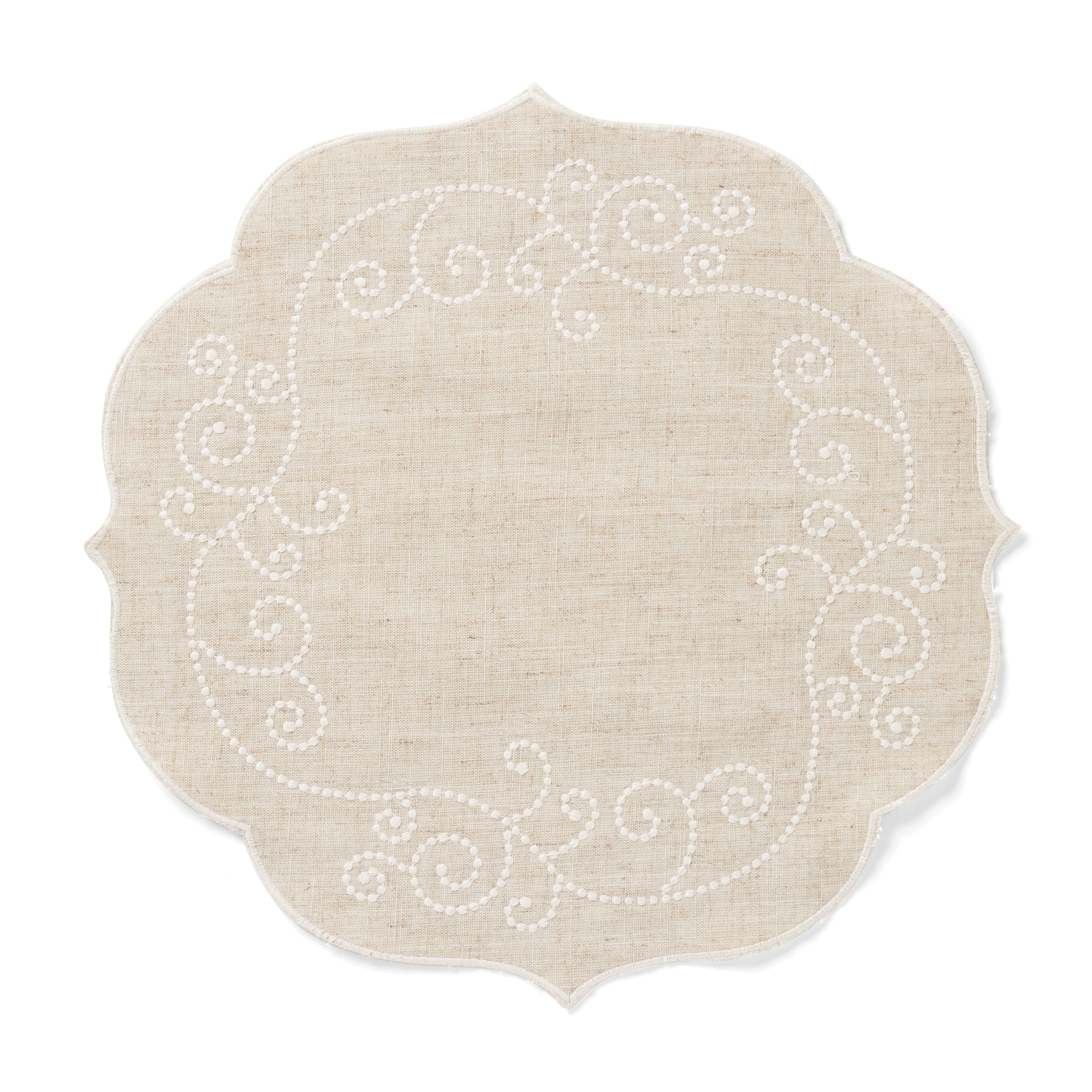 French Perle Linen Round Placemat