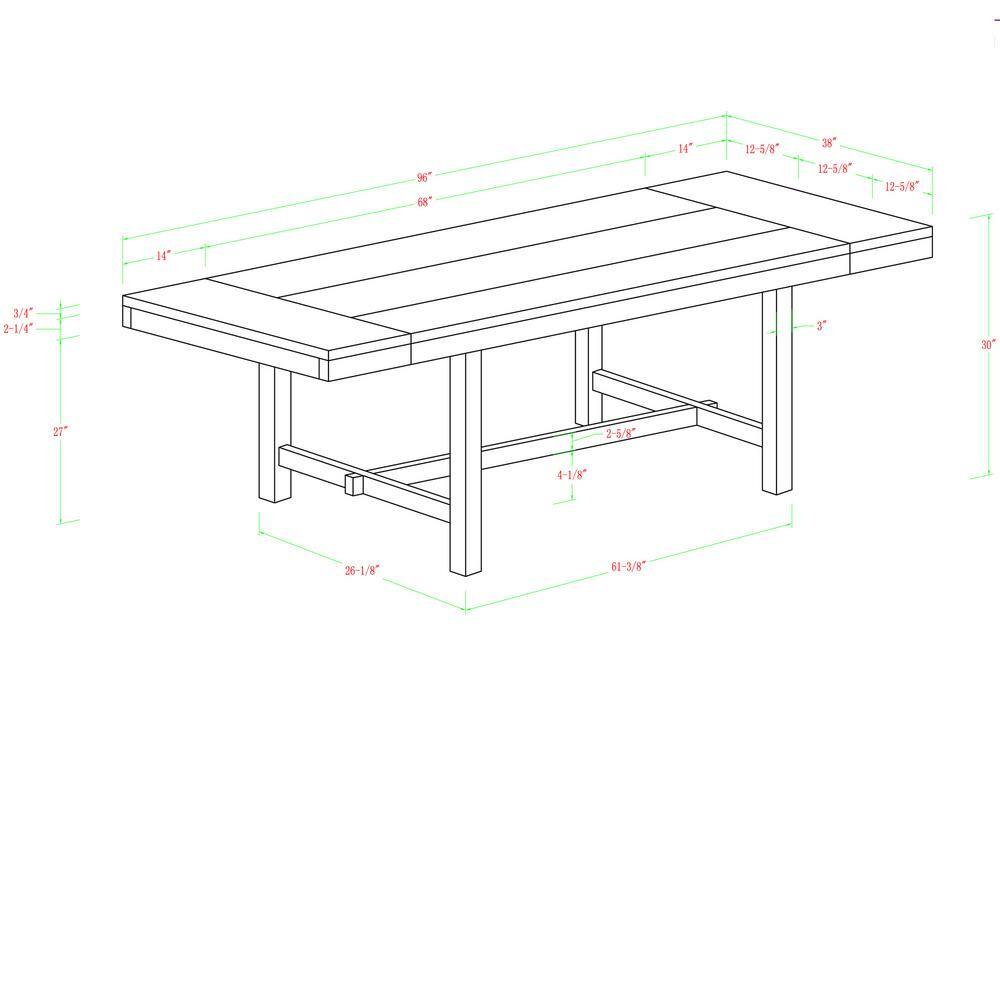 Walker Edison Furniture Company Huntsman Dark Oak Extendable Dining Table HDW60HDO