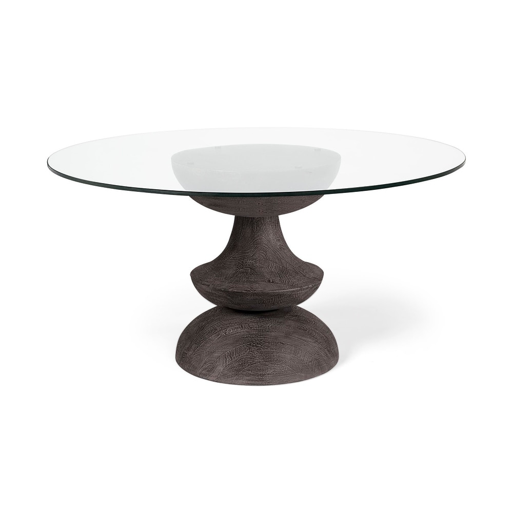 Crossman Grey Solid Wood Round Dining Table