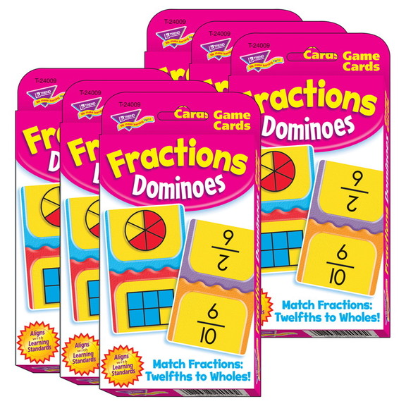 TREND T 24009 6 Challenge Cards Fractions  Dominoe...