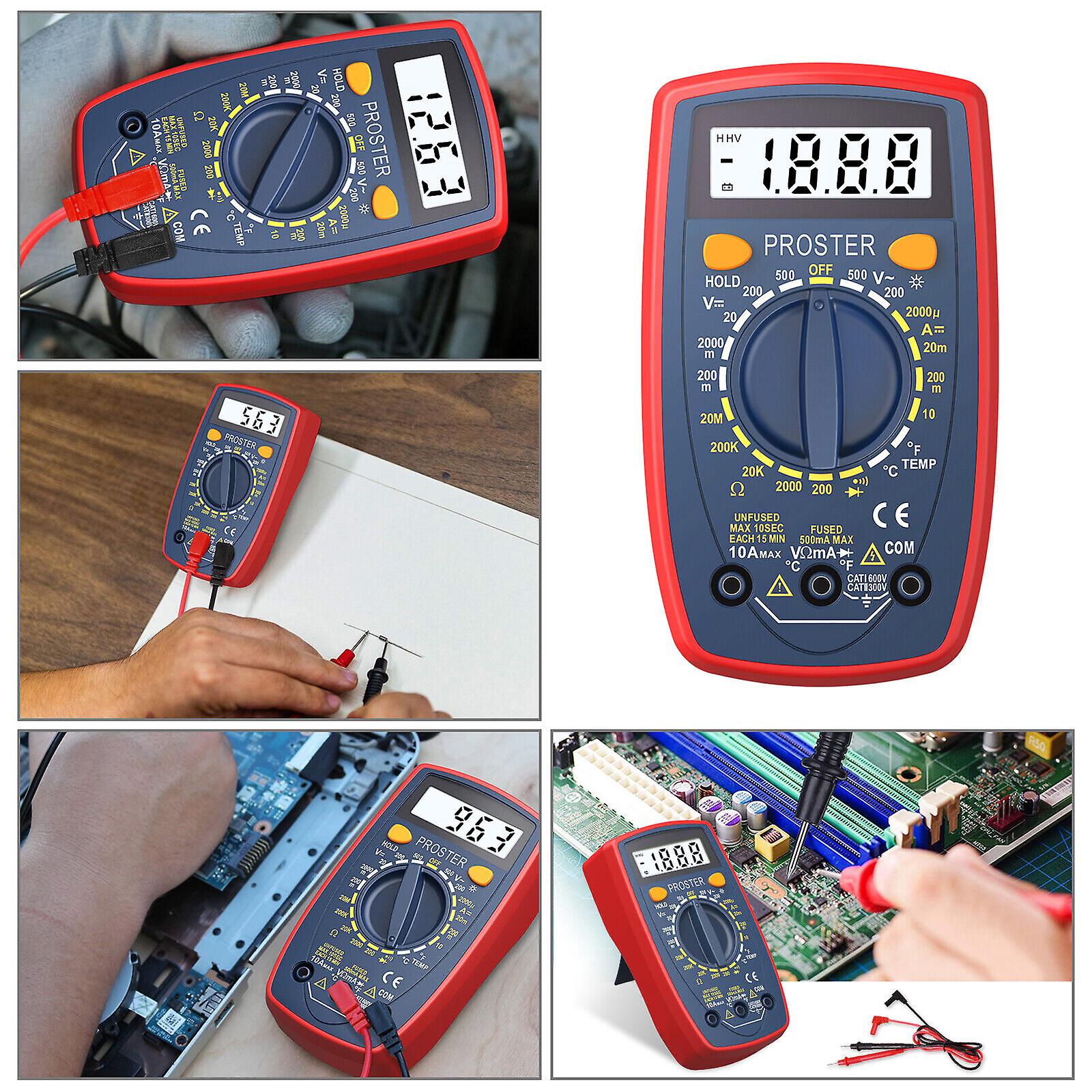 Proster 1999 Lcd Digital Multimeter Multi Tester Test Lead Backlight Diodes Test