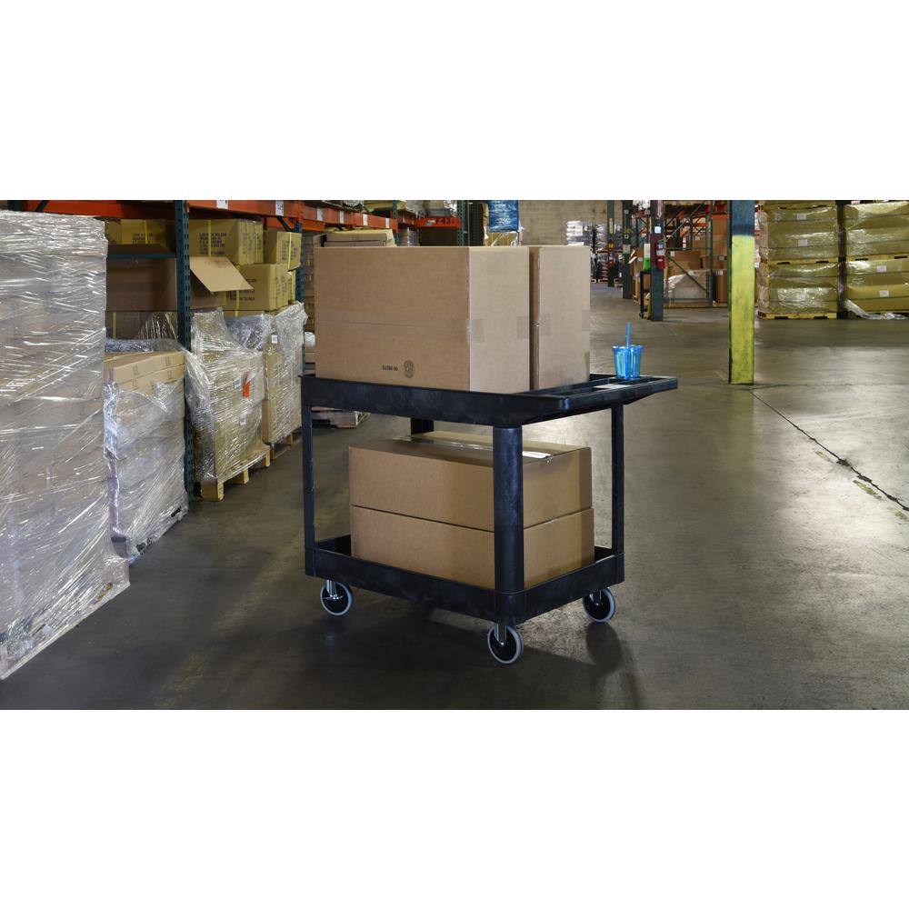 Luxor 24 in. x 45 in. Two Shelf Heavy Duty Cart in Black XLC11-B