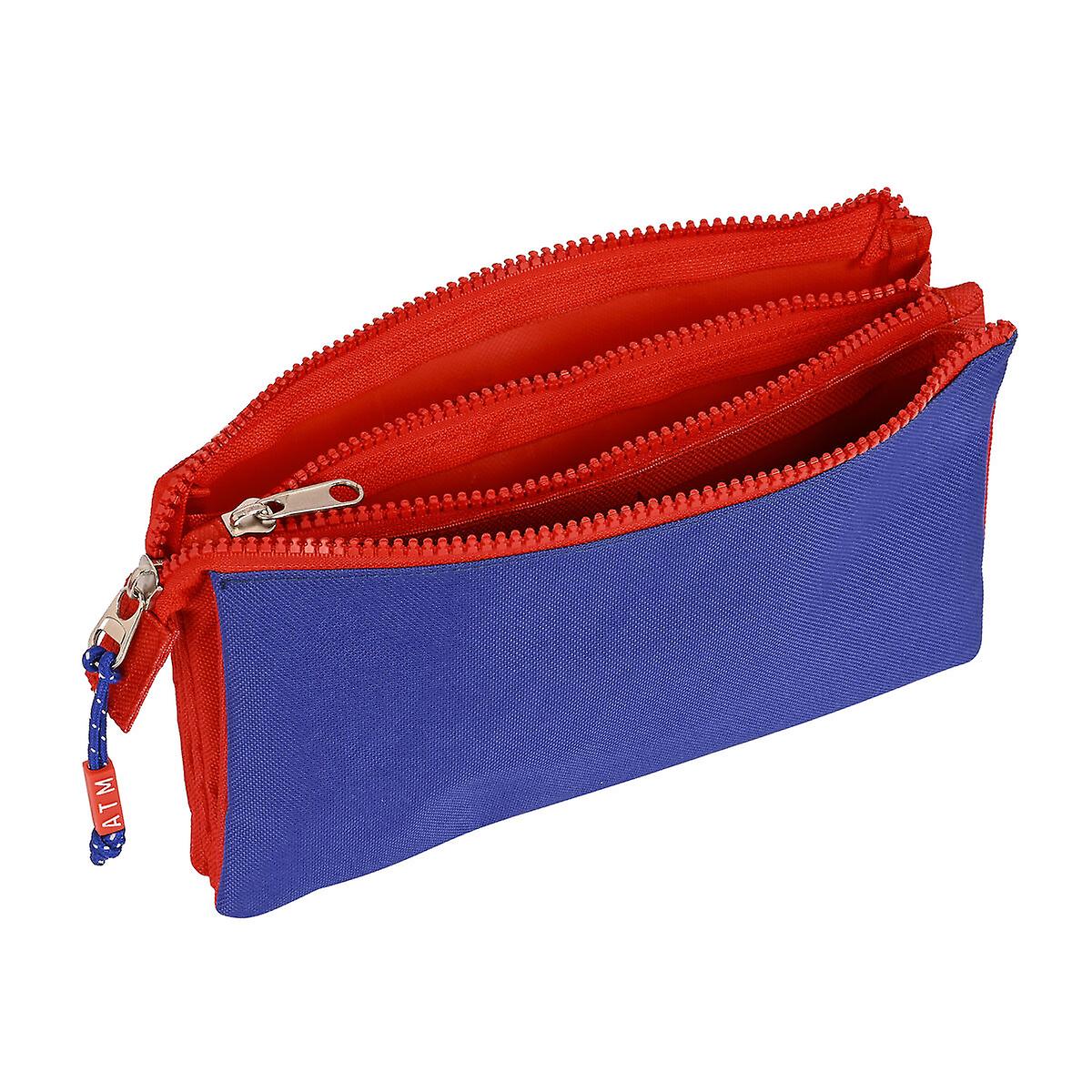 Trousse Fourre-Tout Triple Atlético Madrid Rouge Blue marine (22 x 12 x 3 cm)