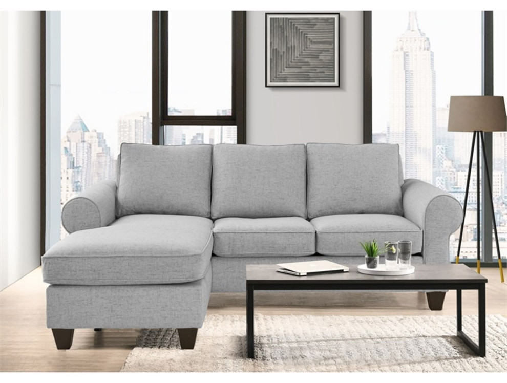 Picket House Furnishings Sole 90 quotW Wood  ampFabric Sofa in Gray Finish   Transitional   Sofas   by Homesquare  Houzz