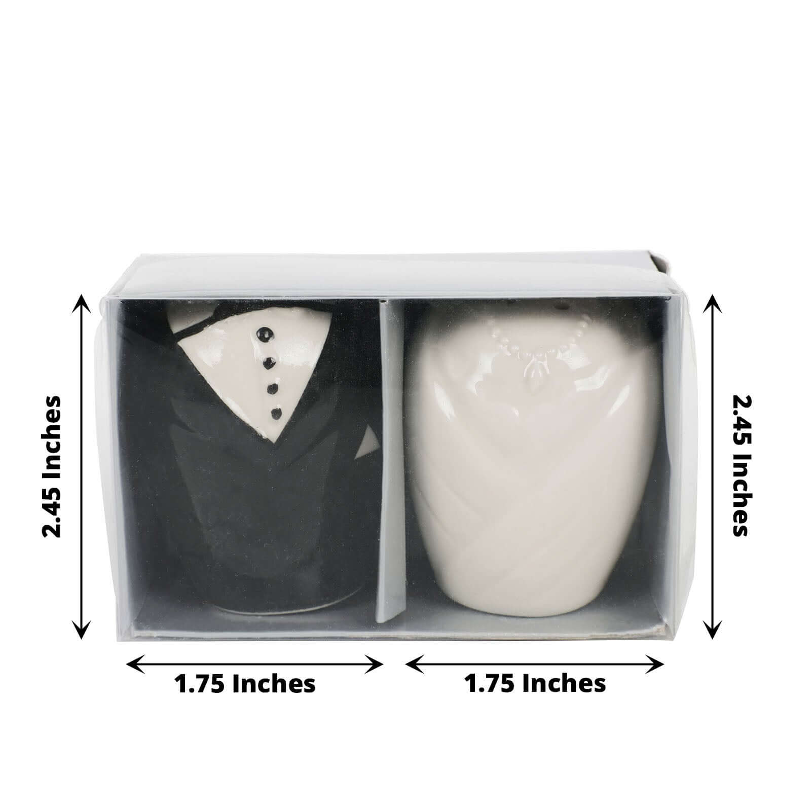 Bride/Groom Ceramic Salt And Pepper Shaker Party Favors Set, Wedding Favors in Pre-Packed Gift Box 2.5