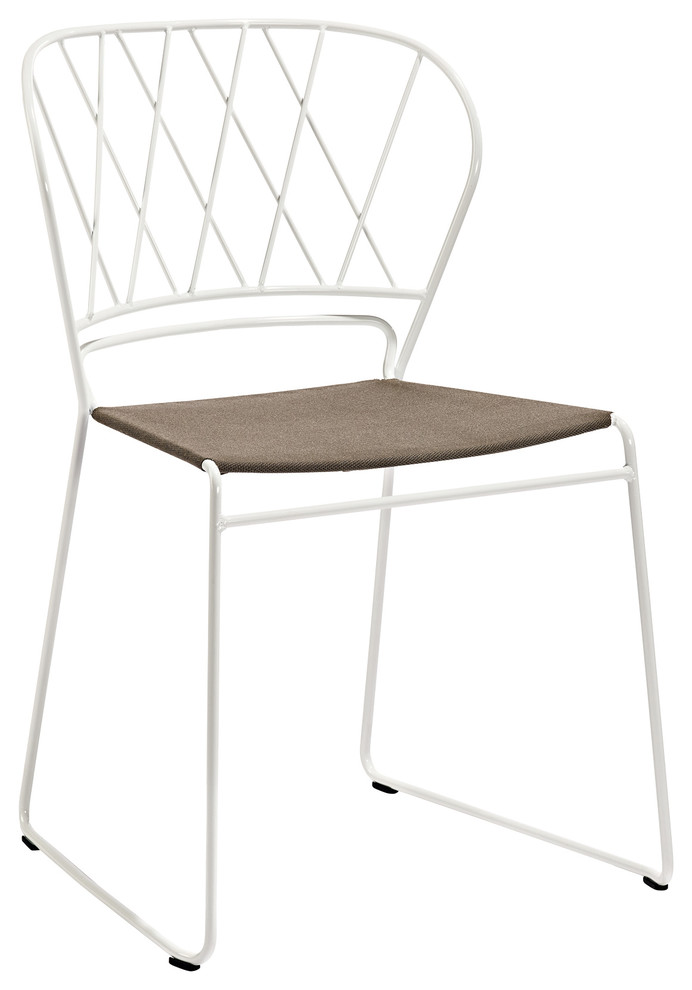 Reso Chair  White Metal Beige Sunbrella Sling Seat  Set of 4   Contemporary   Outdoor Dining Chairs   by Skargaarden  Houzz