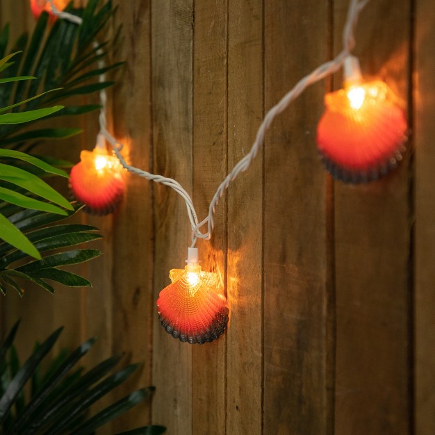 Northlight 10ct Vibrantly Colored Seashell Outdoor Patio String Light Set 7 25ft White Wire